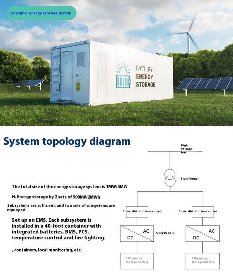 1MW/4MWH Energy Storage Lithium Battery Container System CAN Large Power Station Industry Commercial Backup Power Supply