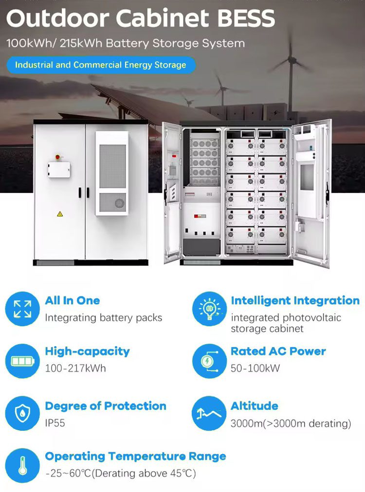 Solar BESS Commercial Industrial High Voltage Batteries LiFePO4 Battery Air Cooling Power Energy Storage Container 215Kwh