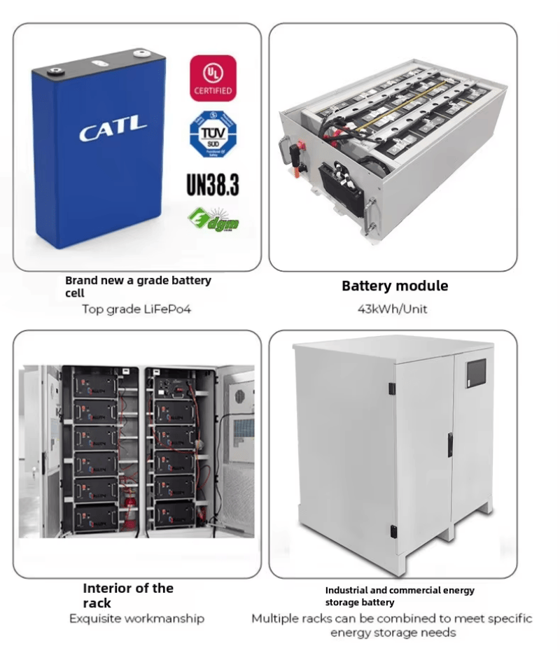 Chinese Factory Customized 50-200kwh Industrial Commercial Energy Storage Cabinet Air Cooling On-Grid Lifepo4 Lithium Ion