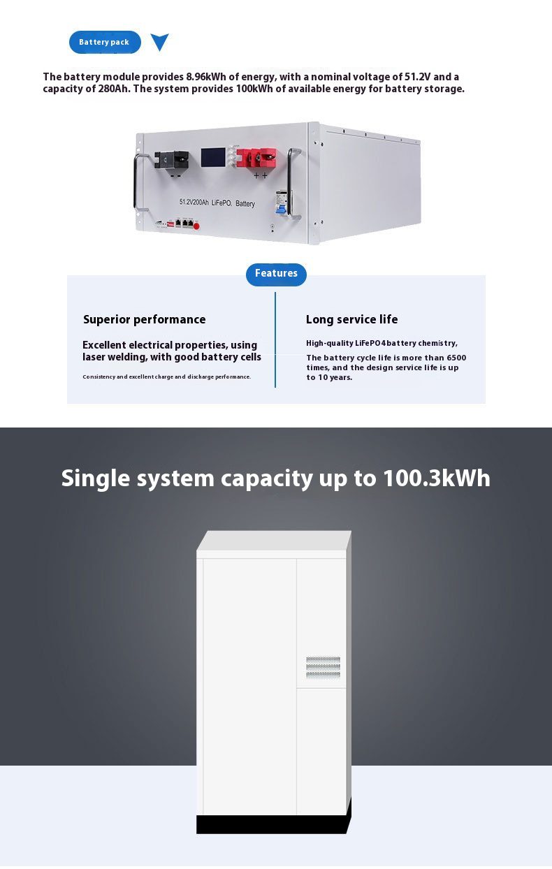 All-In-One 100kwh Solar Photovoltaic Energy Storage System Easy Installation Industrial Commercial Lithium Iron Lifepo4
